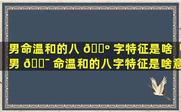 男命温和的八 🌺 字特征是啥「男 🐯 命温和的八字特征是啥意思」